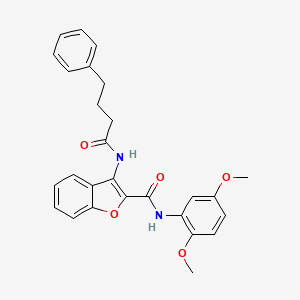molecular formula C27H26N2O5 B2795485 N-(2,5-dimethoxyphenyl)-3-(4-phenylbutanamido)-1-benzofuran-2-carboxamide CAS No. 888468-17-5