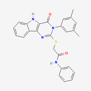 2-((3-(3,5-dimethylphenyl)-4-oxo-4,5-dihydro-3H-pyrimido[5,4-b]indol-2-yl)thio)-N-phenylacetamide
