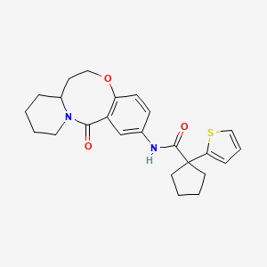 molecular formula C24H28N2O3S B2795493 N-(13-oxo-6,7,7a,8,9,10,11,13-octahydrobenzo[b]pyrido[1,2-e][1,5]oxazocin-2-yl)-1-(thiophen-2-yl)cyclopentanecarboxamide CAS No. 1226449-21-3
