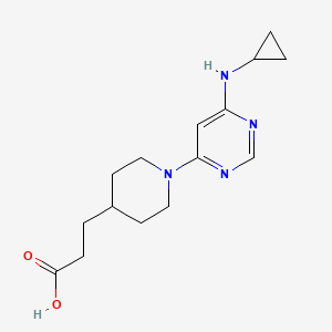 molecular formula C15H22N4O2 B2795499 3-{1-[6-(cyclopropylamino)pyrimidin-4-yl]piperidin-4-yl}propanoic acid CAS No. 1706462-44-3