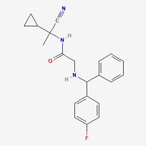molecular formula C21H22FN3O B2795514 N-(1-cyano-1-cyclopropylethyl)-2-{[(4-fluorophenyl)(phenyl)methyl]amino}acetamide CAS No. 1252479-71-2