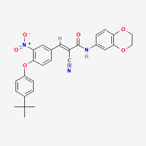 (E)-3-[4-(4-tert-butylphenoxy)-3-nitrophenyl]-2-cyano-N-(2,3-dihydro-1,4-benzodioxin-6-yl)prop-2-enamide