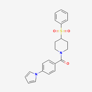 molecular formula C22H22N2O3S B2795523 (4-(1H-pyrrol-1-yl)phenyl)(4-(phenylsulfonyl)piperidin-1-yl)methanone CAS No. 1797629-90-3