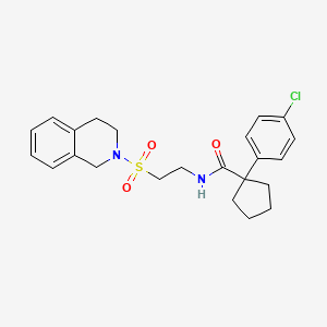 molecular formula C23H27ClN2O3S B2795524 1-(4-氯苯基)-N-(2-((3,4-二氢异喹啉-2(1H)-基)磺酰基)乙基)环戊烷甲酰胺 CAS No. 922115-49-9