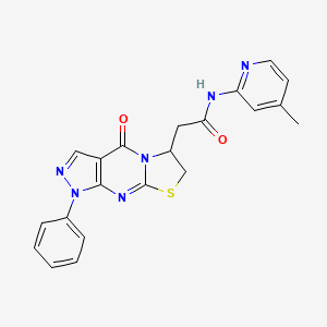 molecular formula C21H18N6O2S B2795525 N-(4-methylpyridin-2-yl)-2-(4-oxo-1-phenyl-1,4,6,7-tetrahydropyrazolo[3,4-d]thiazolo[3,2-a]pyrimidin-6-yl)acetamide CAS No. 946381-63-1