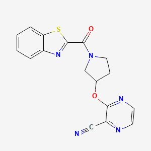 molecular formula C17H13N5O2S B2795543 3-((1-(Benzo[d]thiazole-2-carbonyl)pyrrolidin-3-yl)oxy)pyrazine-2-carbonitrile CAS No. 2034206-31-8