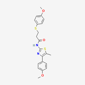 molecular formula C21H22N2O3S2 B2795548 N-(4-(4-methoxyphenyl)-5-methylthiazol-2-yl)-3-((4-methoxyphenyl)thio)propanamide CAS No. 922965-00-2
