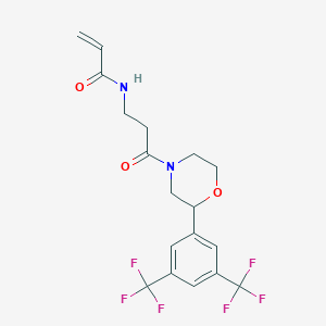 molecular formula C18H18F6N2O3 B2795549 N-[3-[2-[3,5-Bis(trifluoromethyl)phenyl]morpholin-4-yl]-3-oxopropyl]prop-2-enamide CAS No. 2361813-45-6