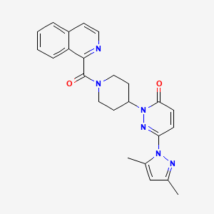 molecular formula C24H24N6O2 B2795550 6-(3,5-dimethyl-1H-pyrazol-1-yl)-2-[1-(isoquinoline-1-carbonyl)piperidin-4-yl]-2,3-dihydropyridazin-3-one CAS No. 2379985-14-3