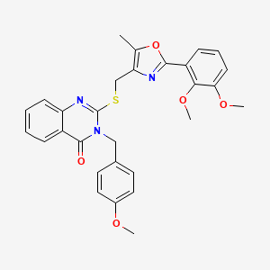 molecular formula C29H27N3O5S B2795570 2-(((2-(2,3-dimethoxyphenyl)-5-methyloxazol-4-yl)methyl)thio)-3-(4-methoxybenzyl)quinazolin-4(3H)-one CAS No. 1114648-16-6