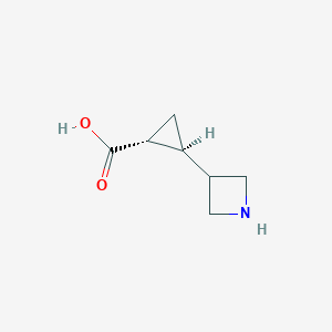 molecular formula C7H11NO2 B2795580 (1R,2S)-2-(Azetidin-3-yl)cyclopropane-1-carboxylic acid CAS No. 2377004-69-6
