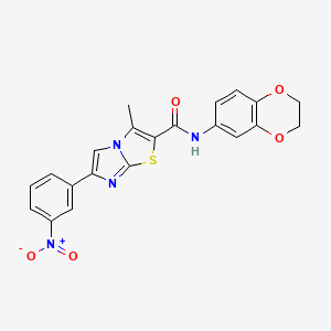 molecular formula C21H16N4O5S B2795590 N-(2,3-dihydro-1,4-benzodioxin-6-yl)-3-methyl-6-(3-nitrophenyl)imidazo[2,1-b][1,3]thiazole-2-carboxamide CAS No. 852135-96-7