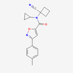 molecular formula C19H19N3O2 B2795593 N-(1-Cyanocyclobutyl)-N-cyclopropyl-3-(4-methylphenyl)-1,2-oxazole-5-carboxamide CAS No. 1948779-77-8