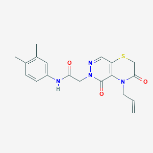 molecular formula C19H20N4O3S B2795596 N-(3,4-dimethylphenyl)-2-[3,5-dioxo-4-(prop-2-en-1-yl)-2H,3H,4H,5H,6H-pyridazino[4,5-b][1,4]thiazin-6-yl]acetamide CAS No. 1251580-86-5