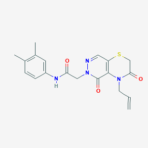 molecular formula C19H20N4O3S B2795596 N-(4-甲氧基苯基)-2-{[6-甲基-4-(4-甲基苯基甲基)-5-氧代-5,6-二氢-4H-嘧啶-1-基]硫}乙酰胺 CAS No. 1251580-86-5