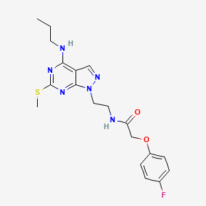 molecular formula C19H23FN6O2S B2795604 2-(4-fluorophenoxy)-N-(2-(6-(methylthio)-4-(propylamino)-1H-pyrazolo[3,4-d]pyrimidin-1-yl)ethyl)acetamide CAS No. 946313-09-3