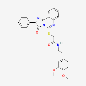 molecular formula C28H26N4O4S B2795609 N-[2-(3,4-dimethoxyphenyl)ethyl]-2-({3-oxo-2-phenyl-2H,3H-imidazo[1,2-c]quinazolin-5-yl}sulfanyl)acetamide CAS No. 1053117-35-3