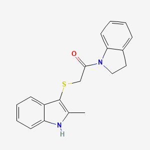 molecular formula C19H18N2OS B2795612 1-(indolin-1-yl)-2-((2-methyl-1H-indol-3-yl)thio)ethanone CAS No. 536701-76-5