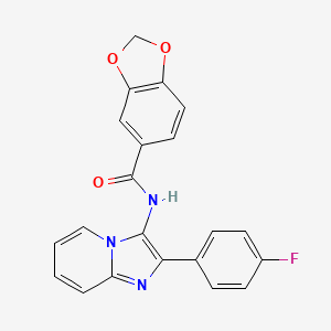 molecular formula C21H14FN3O3 B2795616 N-[2-(4-fluorophenyl)imidazo[1,2-a]pyridin-3-yl]-2H-1,3-benzodioxole-5-carboxamide CAS No. 850930-09-5
