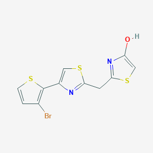 molecular formula C11H7BrN2OS3 B2795624 2-{[4-(3-Bromo-2-thienyl)-1,3-thiazol-2-yl]methyl}-1,3-thiazol-4-ol CAS No. 860785-66-6