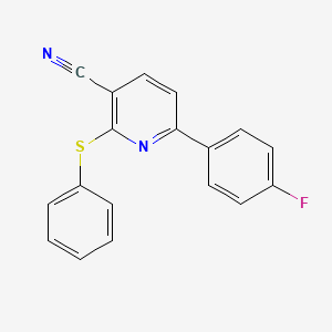 molecular formula C18H11FN2S B2795641 6-(4-Fluorophenyl)-2-(phenylsulfanyl)nicotinonitrile CAS No. 252059-93-1