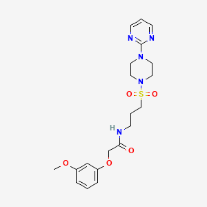 molecular formula C20H27N5O5S B2795642 2-(3-methoxyphenoxy)-N-(3-((4-(pyrimidin-2-yl)piperazin-1-yl)sulfonyl)propyl)acetamide CAS No. 1021221-60-2