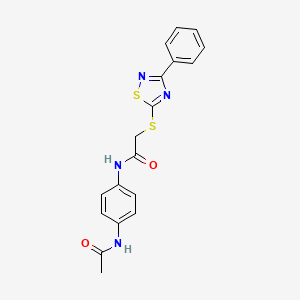 molecular formula C18H16N4O2S2 B2795655 N-(4-acetamidophenyl)-2-[(3-phenyl-1,2,4-thiadiazol-5-yl)sulfanyl]acetamide CAS No. 864856-28-0