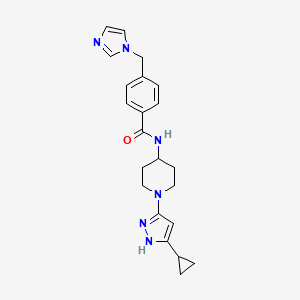 4-((1H-imidazol-1-yl)methyl)-N-(1-(5-cyclopropyl-1H-pyrazol-3-yl)piperidin-4-yl)benzamide