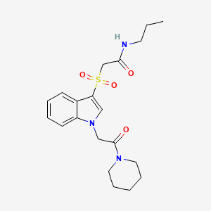 2-((1-(2-oxo-2-(piperidin-1-yl)ethyl)-1H-indol-3-yl)sulfonyl)-N-propylacetamide
