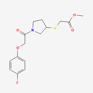 molecular formula C15H18FNO4S B2795677 Methyl 2-((1-(2-(4-fluorophenoxy)acetyl)pyrrolidin-3-yl)thio)acetate CAS No. 2034407-10-6