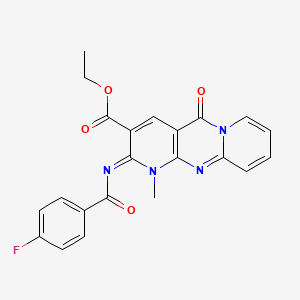 molecular formula C22H17FN4O4 B2795683 (Z)-ethyl 2-((4-fluorobenzoyl)imino)-1-methyl-5-oxo-2,5-dihydro-1H-dipyrido[1,2-a:2',3'-d]pyrimidine-3-carboxylate CAS No. 534565-46-3
