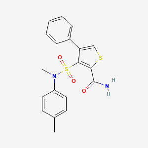 molecular formula C19H18N2O3S2 B2795687 3-{[Methyl(4-methylphenyl)amino]sulfonyl}-4-phenylthiophene-2-carboxamide CAS No. 1105203-07-3