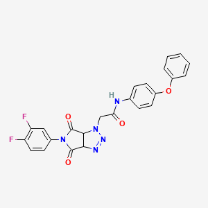 molecular formula C24H17F2N5O4 B2795690 2-[5-(3,4-difluorophenyl)-4,6-dioxo-4,5,6,6a-tetrahydropyrrolo[3,4-d][1,2,3]triazol-1(3aH)-yl]-N-(4-phenoxyphenyl)acetamide CAS No. 1052608-02-2