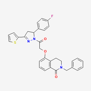 molecular formula C31H26FN3O3S B2795692 2-benzyl-5-{2-[5-(4-fluorophenyl)-3-(thiophen-2-yl)-4,5-dihydro-1H-pyrazol-1-yl]-2-oxoethoxy}-1,2,3,4-tetrahydroisoquinolin-1-one CAS No. 850905-67-8