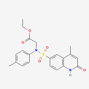 molecular formula C21H22N2O5S B2795701 ethyl 2-(4-methyl-2-oxo-N-(p-tolyl)-1,2-dihydroquinoline-6-sulfonamido)acetate CAS No. 899998-56-2
