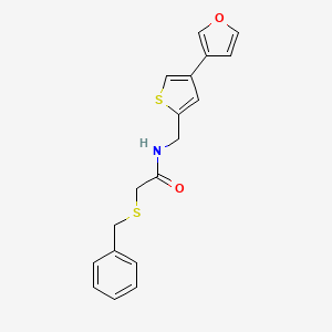 2-(benzylsulfanyl)-N-{[4-(furan-3-yl)thiophen-2-yl]methyl}acetamide