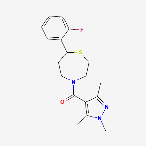 (7-(2-fluorophenyl)-1,4-thiazepan-4-yl)(1,3,5-trimethyl-1H-pyrazol-4-yl)methanone