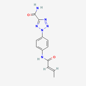 molecular formula C12H12N6O2 B2795727 (E)-2-(4-(but-2-enamido)phenyl)-2H-tetrazole-5-carboxamide CAS No. 1396892-41-3