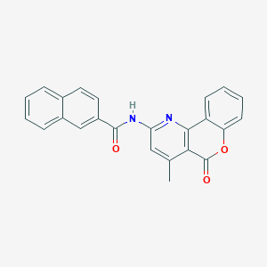 molecular formula C24H16N2O3 B2795728 N-{4-methyl-5-oxo-5H-chromeno[4,3-b]pyridin-2-yl}naphthalene-2-carboxamide CAS No. 851411-50-2