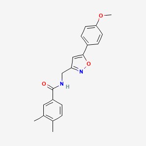 molecular formula C20H20N2O3 B2795734 N-((5-(4-methoxyphenyl)isoxazol-3-yl)methyl)-3,4-dimethylbenzamide CAS No. 952969-16-3