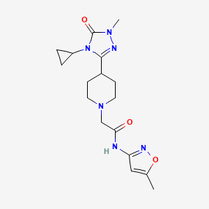 molecular formula C17H24N6O3 B2795752 2-(4-(4-cyclopropyl-1-methyl-5-oxo-4,5-dihydro-1H-1,2,4-triazol-3-yl)piperidin-1-yl)-N-(5-methylisoxazol-3-yl)acetamide CAS No. 1797744-31-0