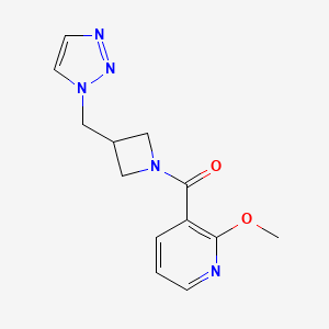 molecular formula C13H15N5O2 B2795754 2-methoxy-3-{3-[(1H-1,2,3-triazol-1-yl)methyl]azetidine-1-carbonyl}pyridine CAS No. 2310156-12-6
