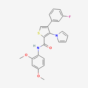 molecular formula C23H19FN2O3S B2795756 N-(2,4-dimethoxyphenyl)-4-(3-fluorophenyl)-3-(1H-pyrrol-1-yl)thiophene-2-carboxamide CAS No. 1251601-92-9