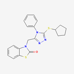 molecular formula C21H20N4OS2 B2795769 3-((5-(cyclopentylthio)-4-phenyl-4H-1,2,4-triazol-3-yl)methyl)benzo[d]thiazol-2(3H)-one CAS No. 847401-08-5