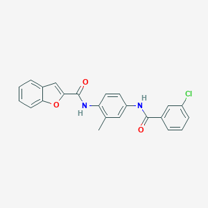 molecular formula C23H17ClN2O3 B279577 N-{4-[(3-chlorobenzoyl)amino]-2-methylphenyl}-1-benzofuran-2-carboxamide 