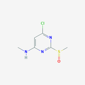molecular formula C6H8ClN3OS B2795770 (6-Chloro-2-methanesulfinyl-pyrimidin-4-yl)-methyl-amine CAS No. 1353945-22-8