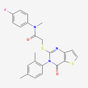 molecular formula C23H20FN3O2S2 B2795794 2-{[3-(2,4-dimethylphenyl)-4-oxo-3,4-dihydrothieno[3,2-d]pyrimidin-2-yl]sulfanyl}-N-(4-fluorophenyl)-N-methylacetamide CAS No. 1794883-97-8