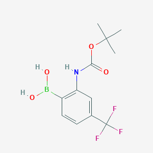 molecular formula C12H15BF3NO4 B2795801 [2-[(2-Methylpropan-2-yl)oxycarbonylamino]-4-(trifluoromethyl)phenyl]boronic acid CAS No. 879609-79-7