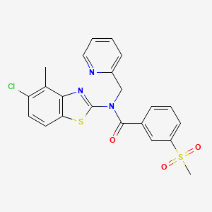 molecular formula C22H18ClN3O3S2 B2795804 N-(5-chloro-4-methylbenzo[d]thiazol-2-yl)-3-(methylsulfonyl)-N-(pyridin-2-ylmethyl)benzamide CAS No. 886926-34-7