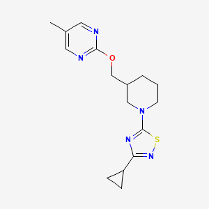 molecular formula C16H21N5OS B2795807 3-Cyclopropyl-5-[3-[(5-methylpyrimidin-2-yl)oxymethyl]piperidin-1-yl]-1,2,4-thiadiazole CAS No. 2379971-41-0